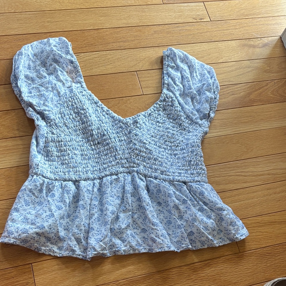 Hollister Light Blue Floral Blouse